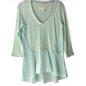 MEADOW RUE pastel mint green peplum oversize blouse Fairycore Beachy whimsy sz M